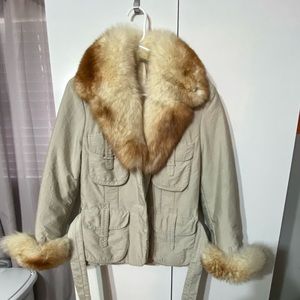 Cream Italian fur coat lined